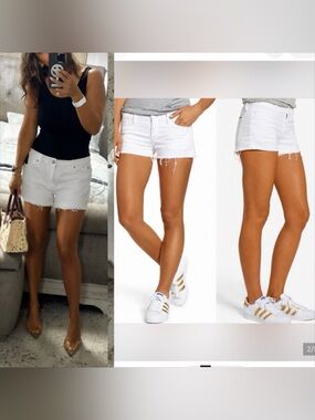 New🩷 🤍 White HUDSON Raw-Hem Denim Cutoff Shorts